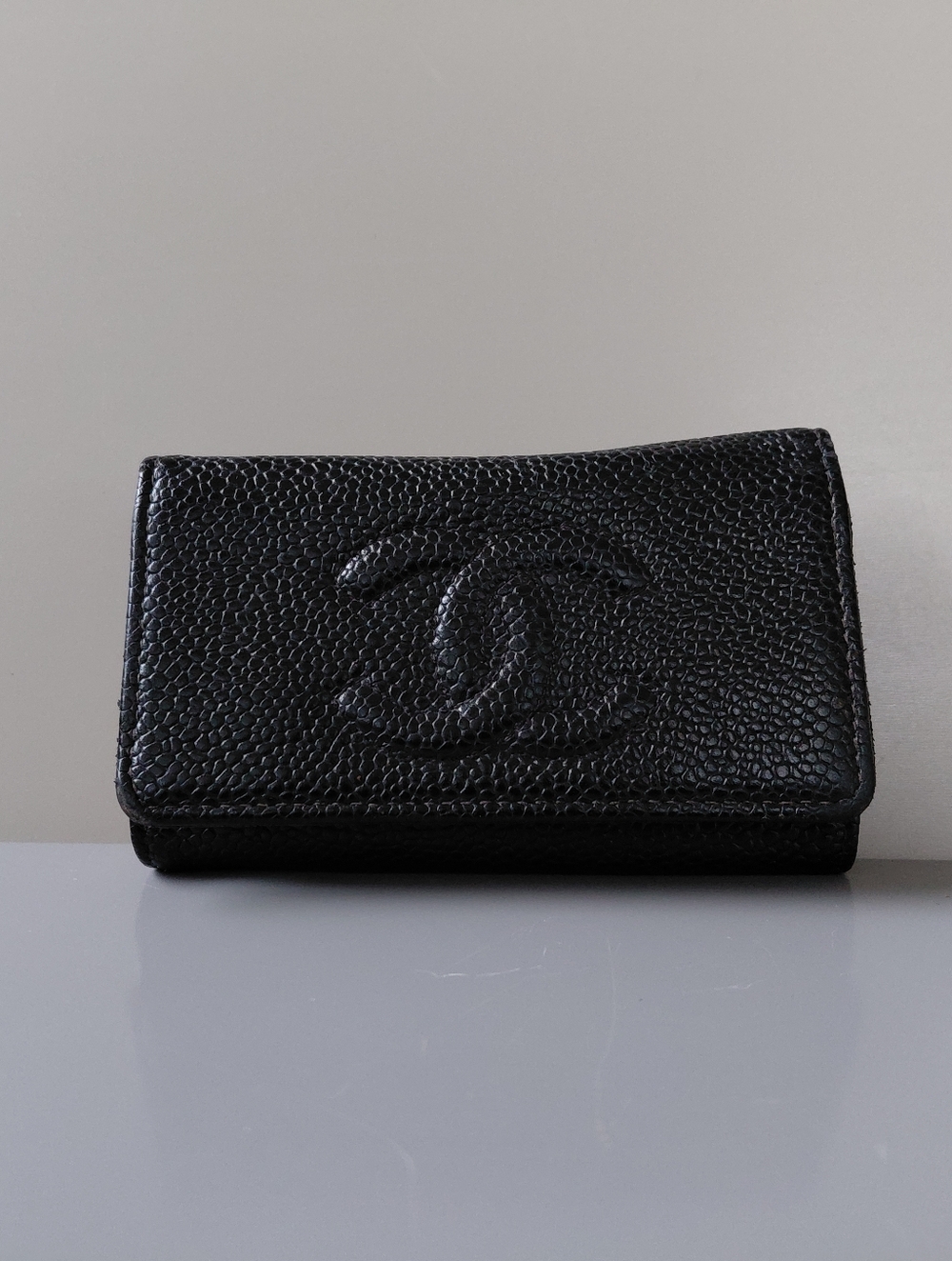 Chanel Black Caviar Leather Leather Key Holder Wallet